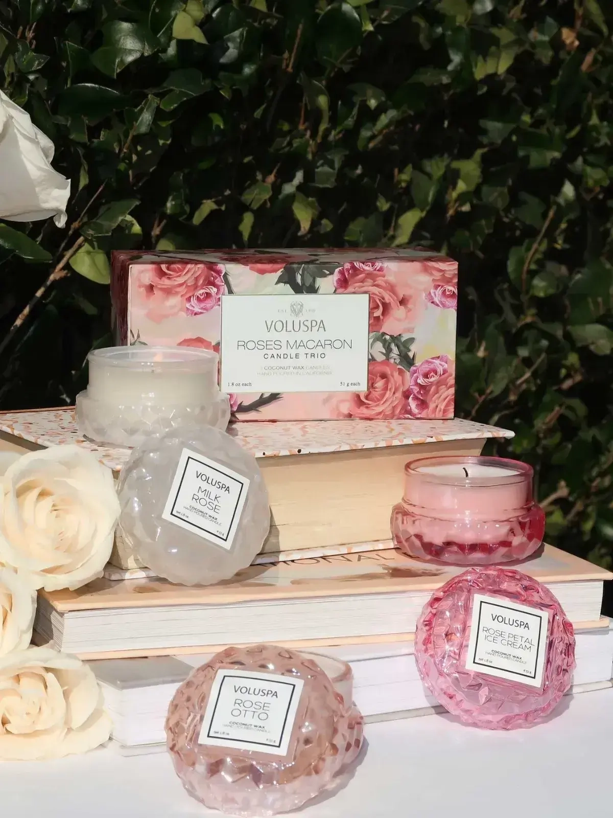 Kit Roses 3 Mini Velas Macaron 15H Voluspa 