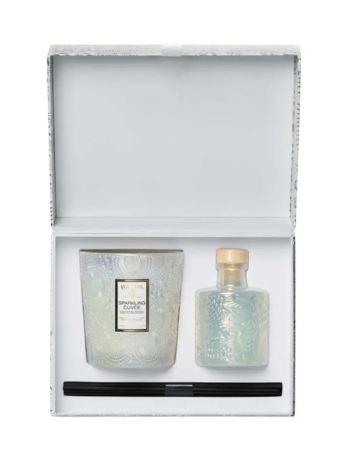 Kit Vela Copo Classico 60H e Difusor de Ambiente 100ml Voluspa Sparking Cuvee