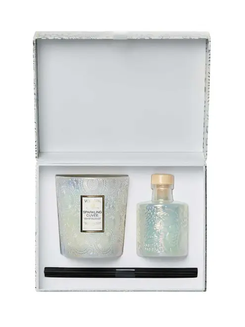 Kit Vela Copo Classico 60H e Difusor de Ambiente 100ml Voluspa Sparking Cuvee