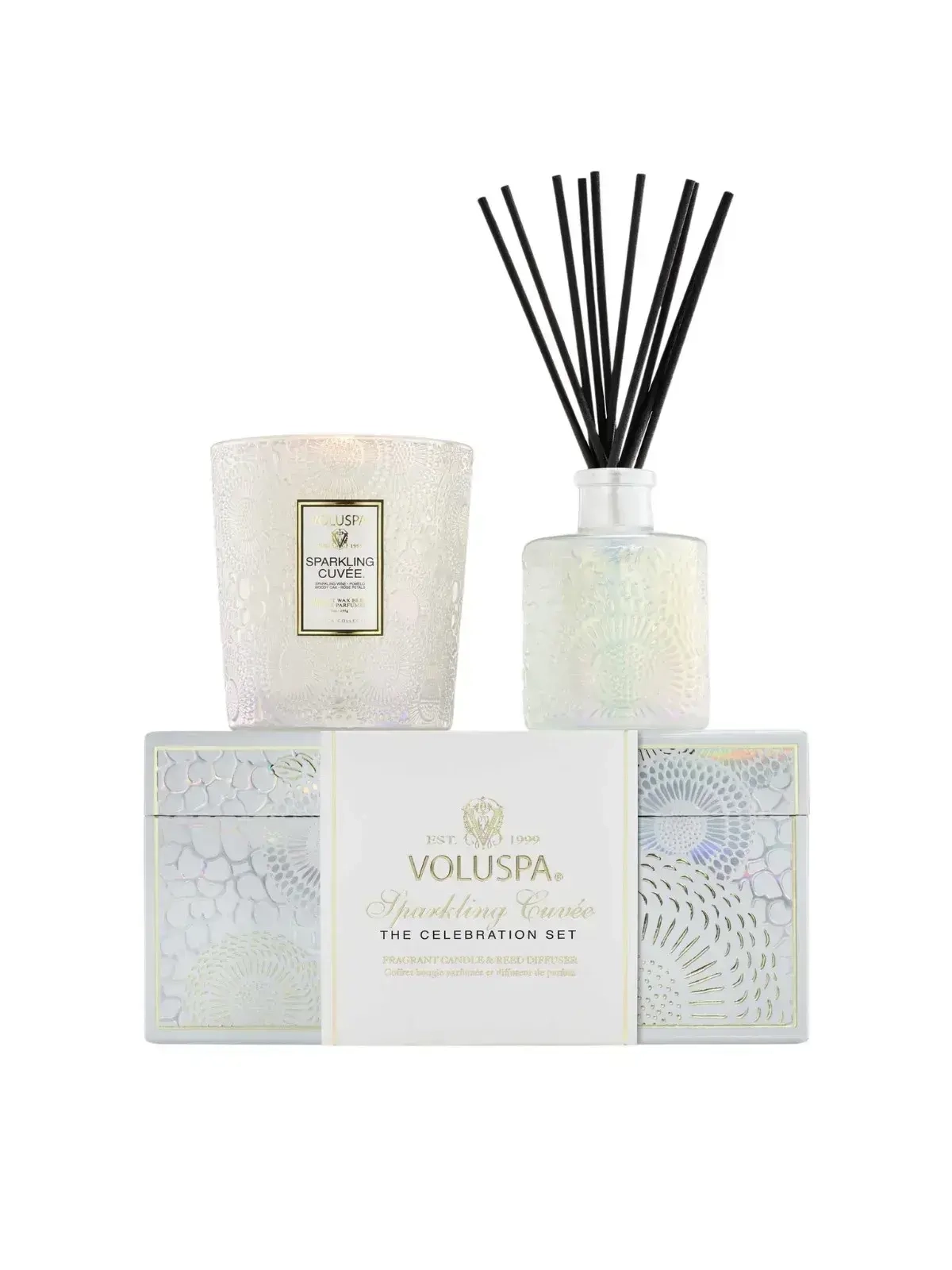Kit Vela Copo Classico 60H e Difusor de Ambiente 100ml Voluspa Sparking Cuvee 