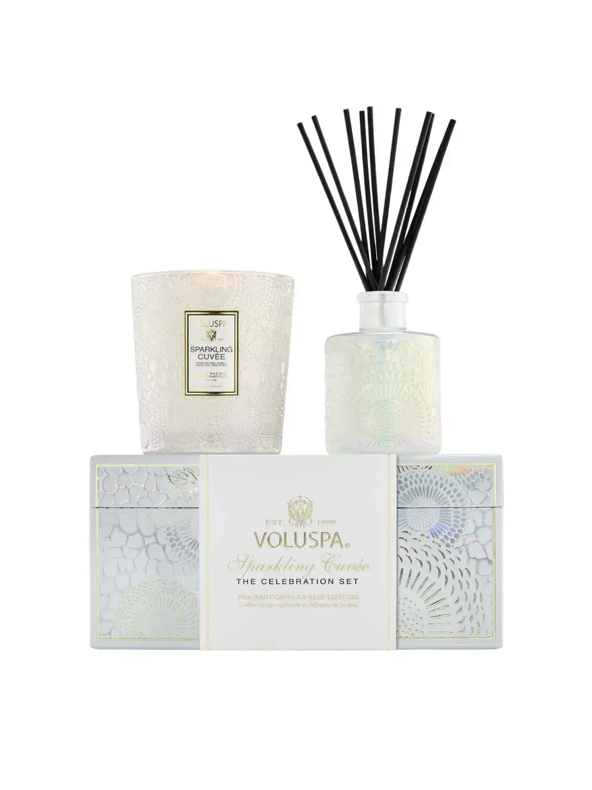 Kit Vela Copo Classico 60H e Difusor de Ambiente 100ml Voluspa Sparking Cuvee 