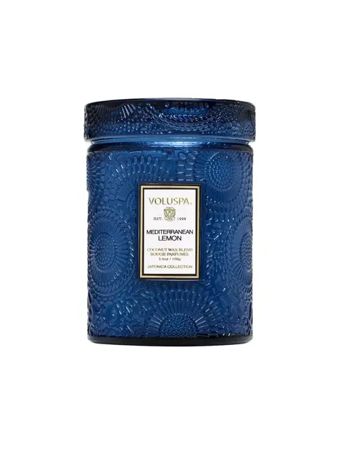 Mini Vela Pote Vidro 50H Voluspa Relevo Mediterranean Lemon