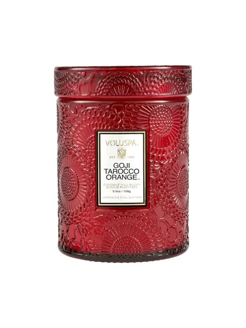 Mini Vela Pote Vidro 50H Voluspa Relevo Goji Tarocco Orange