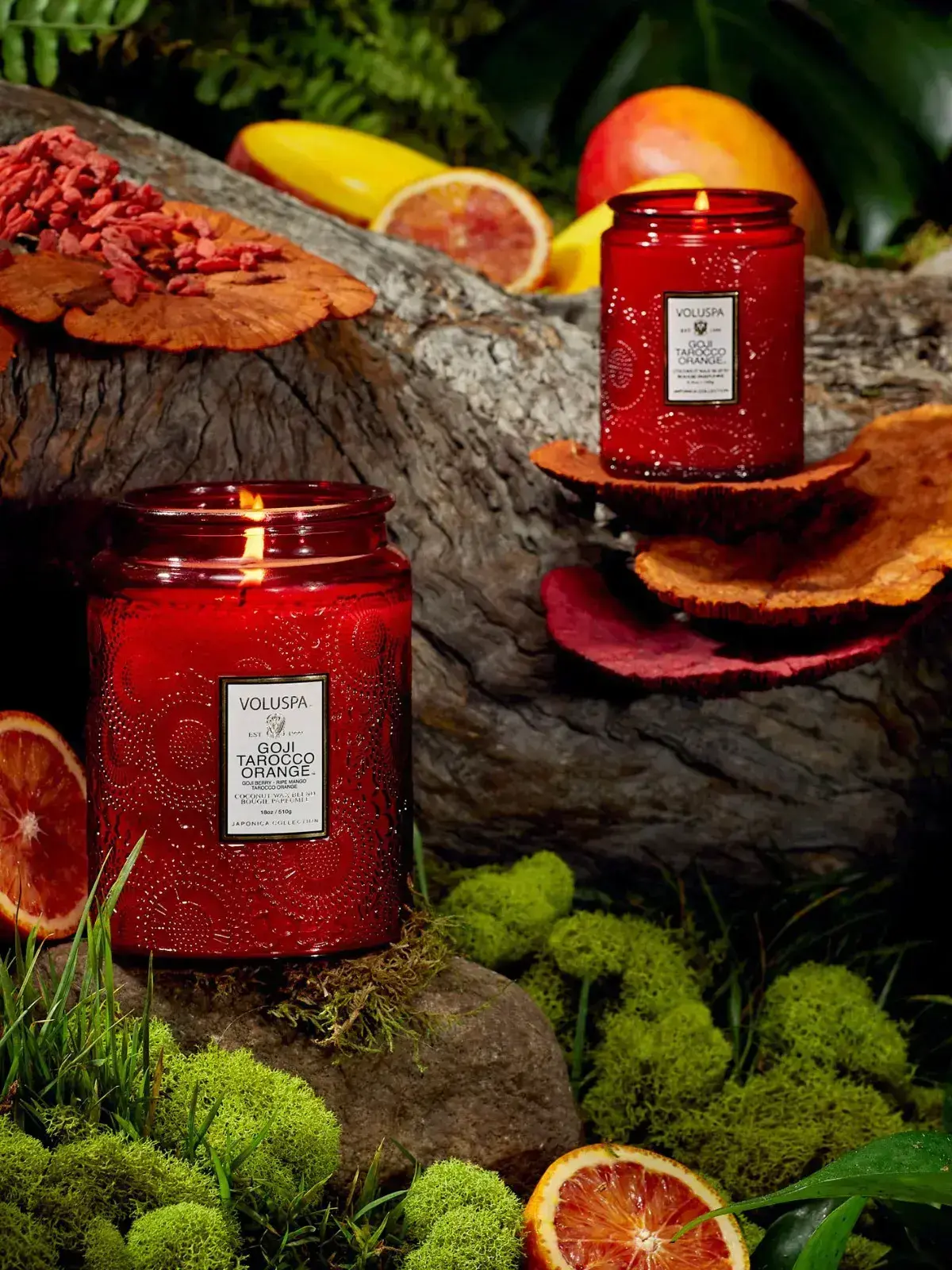 Mini Vela Pote Vidro 50H Voluspa Relevo Goji Tarocco Orange 