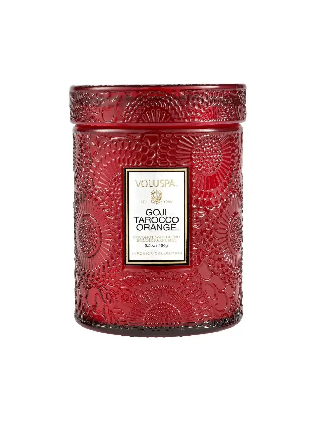 Mini Vela Pote Vidro 50H Voluspa Relevo Goji Tarocco Orange 