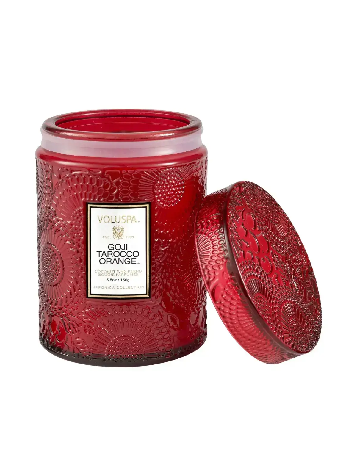 Mini Vela Pote Vidro 50H Voluspa Relevo Goji Tarocco Orange 