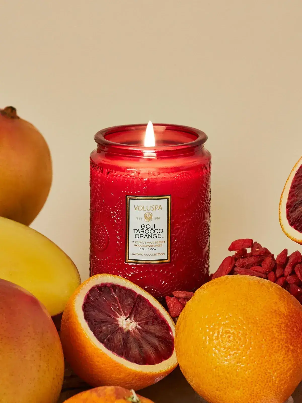 Mini Vela Pote Vidro 50H Voluspa Relevo Goji Tarocco Orange 
