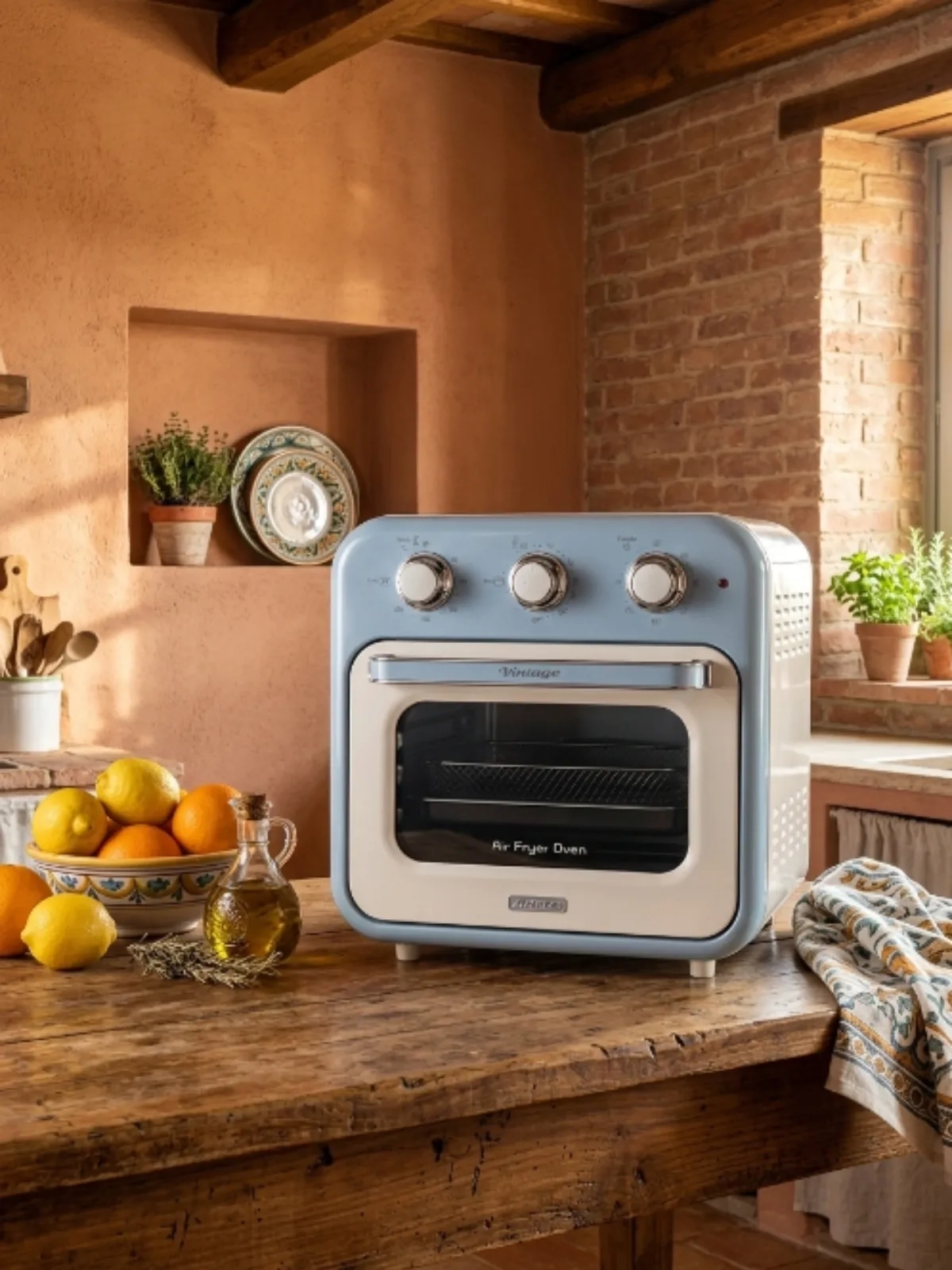 Forno Air Fryer Ariete Vintage 16L 1200W - Design Retrô Italiano Azul