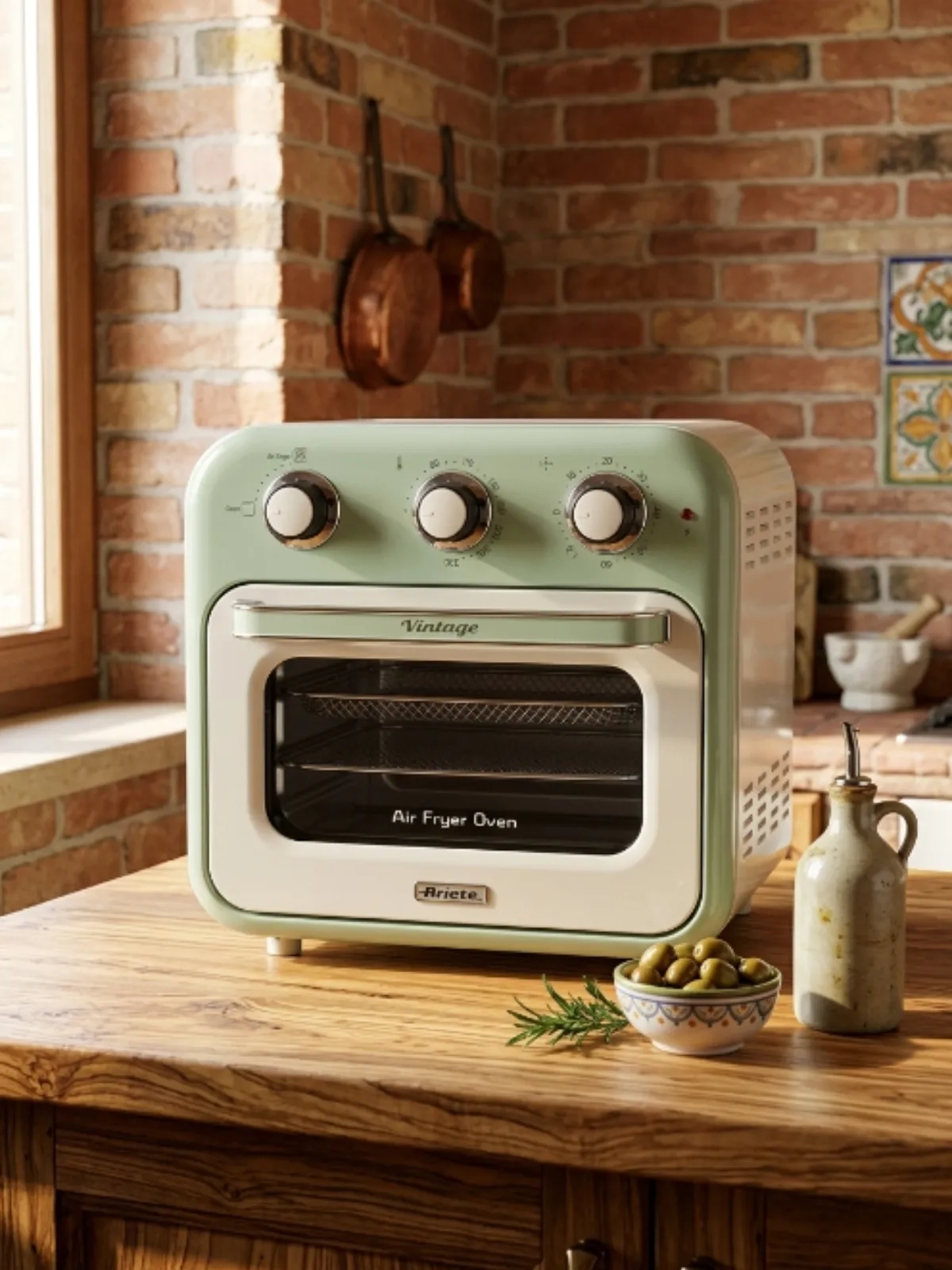 Forno Air Fryer Ariete Vintage 16L 1200W - Design Retrô Italiano Verde
