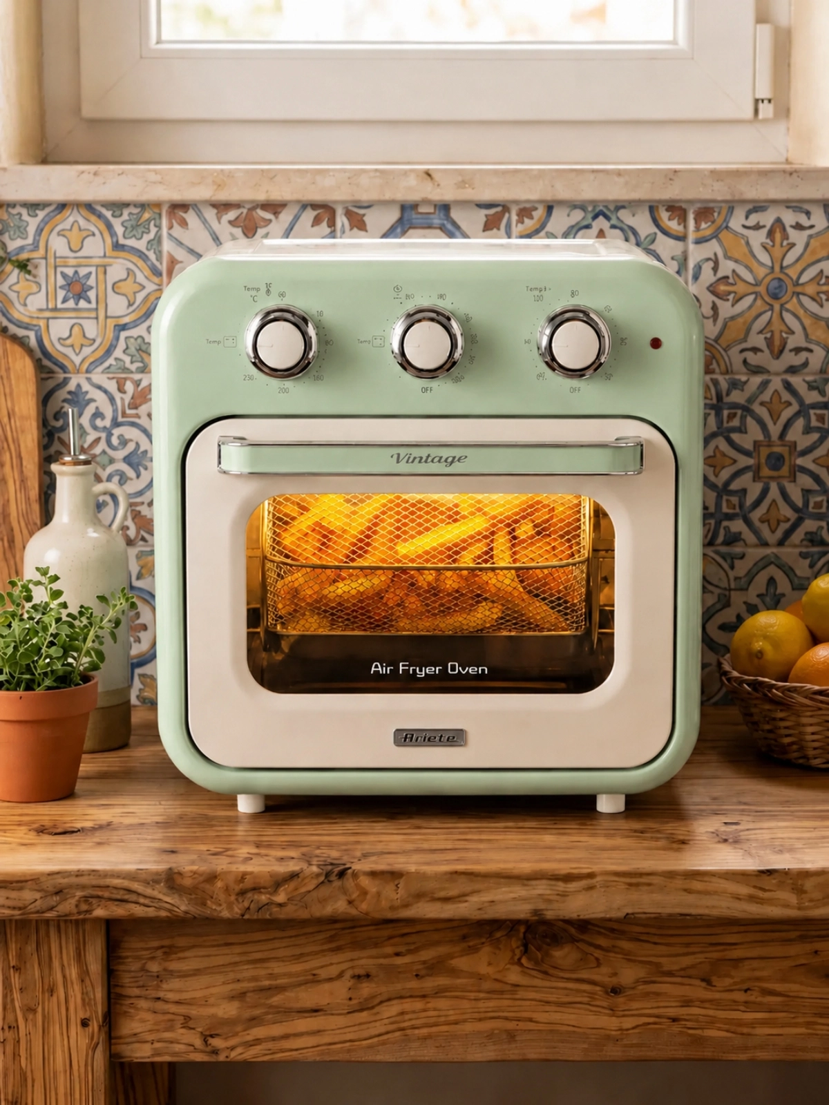 Forno Air Fryer Ariete Vintage 16L 1200W - Design Retrô Italiano Verde