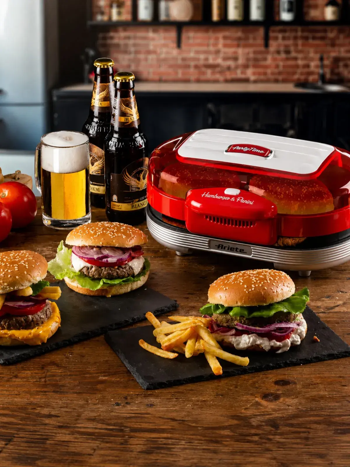 Grill Elétrico Ariete Party Time 1200W 220V - Retrô Divertido Vermelho