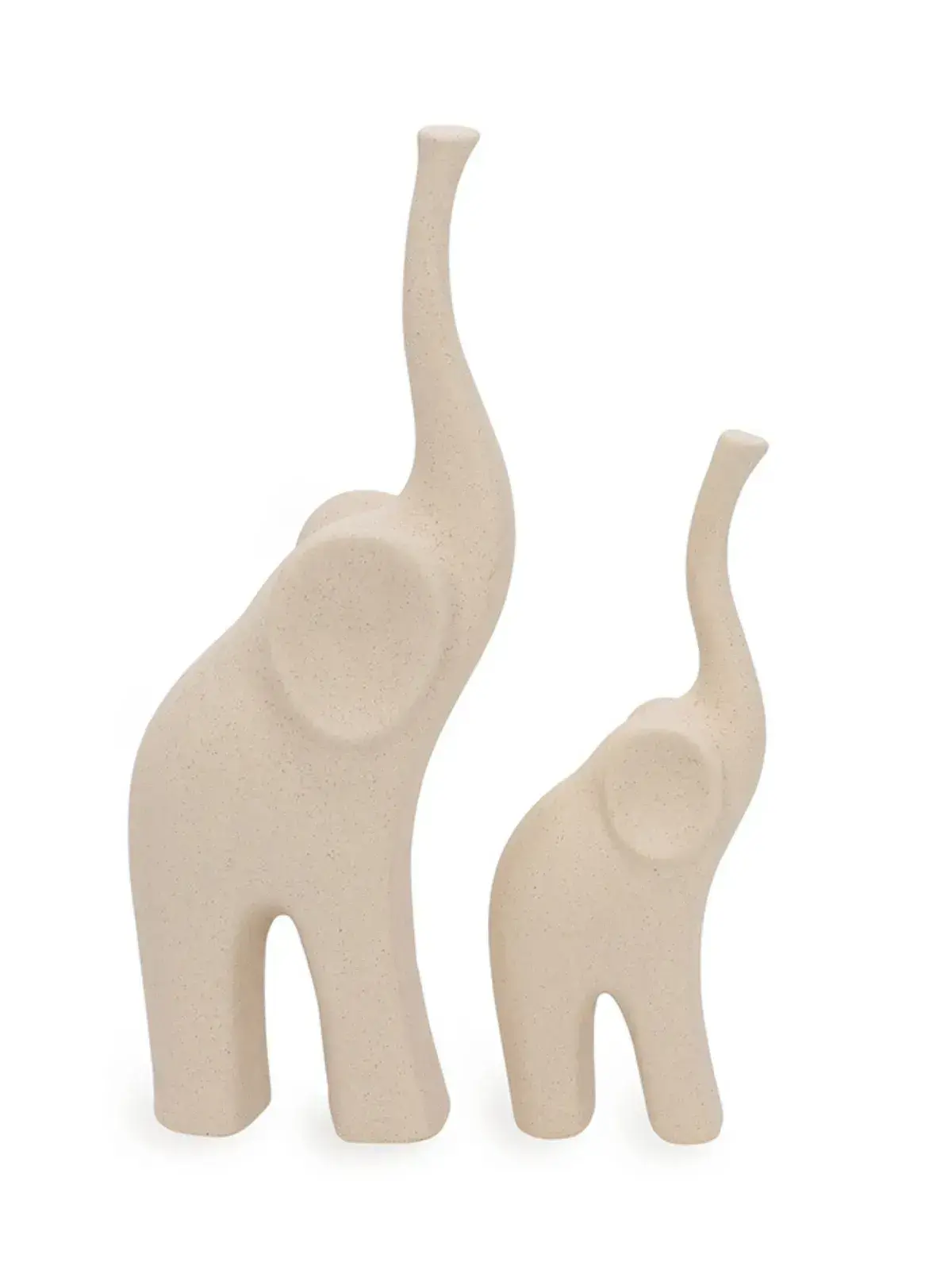 Escultura Decorativa Elefante em Cerâmica Bege