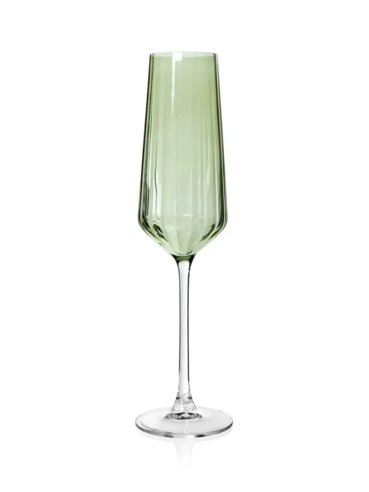 Taça de Champagne de Vidro Lustro Verde Verde