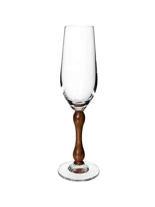 Taça de Champagne de Vidro Wood