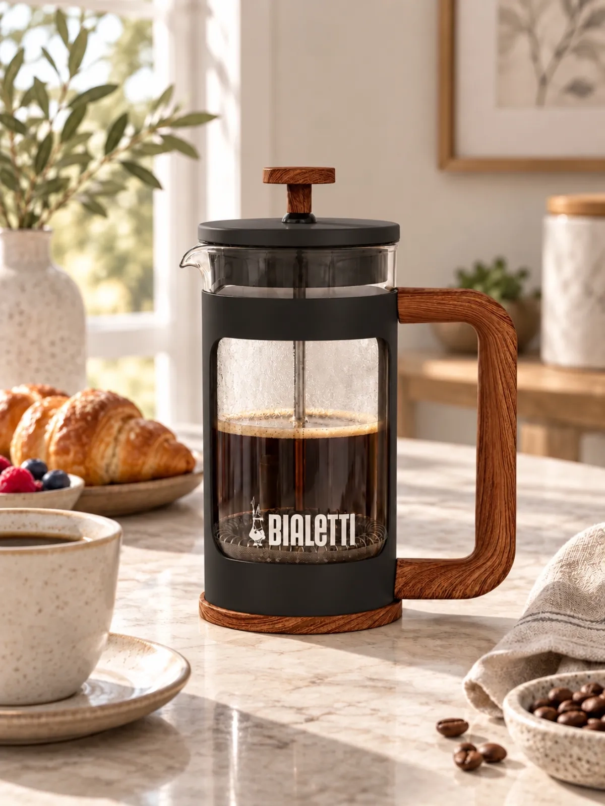 Cafeteira French Press Woody Preto
