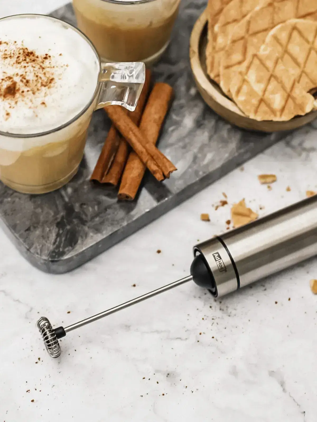 Mini Mixer c/ Base Suporte Pilha Inox Rápido 