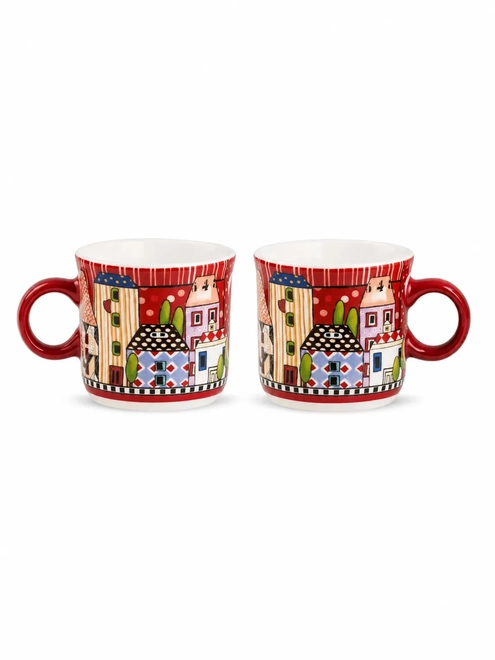 Conjunto 2 xícaras expresso 90ml Egan Italy Paese Mio Vermelho