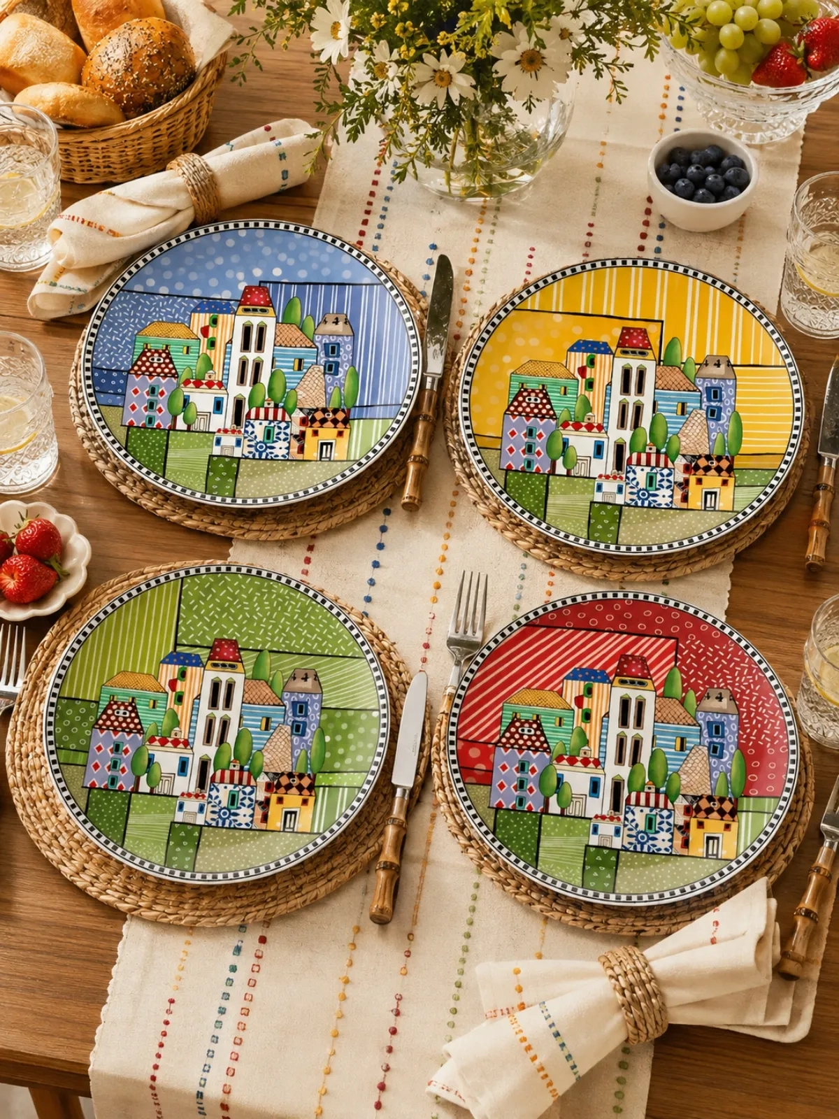 Conjunto 4 pratos 19cm Egan Italy Paese Mio 