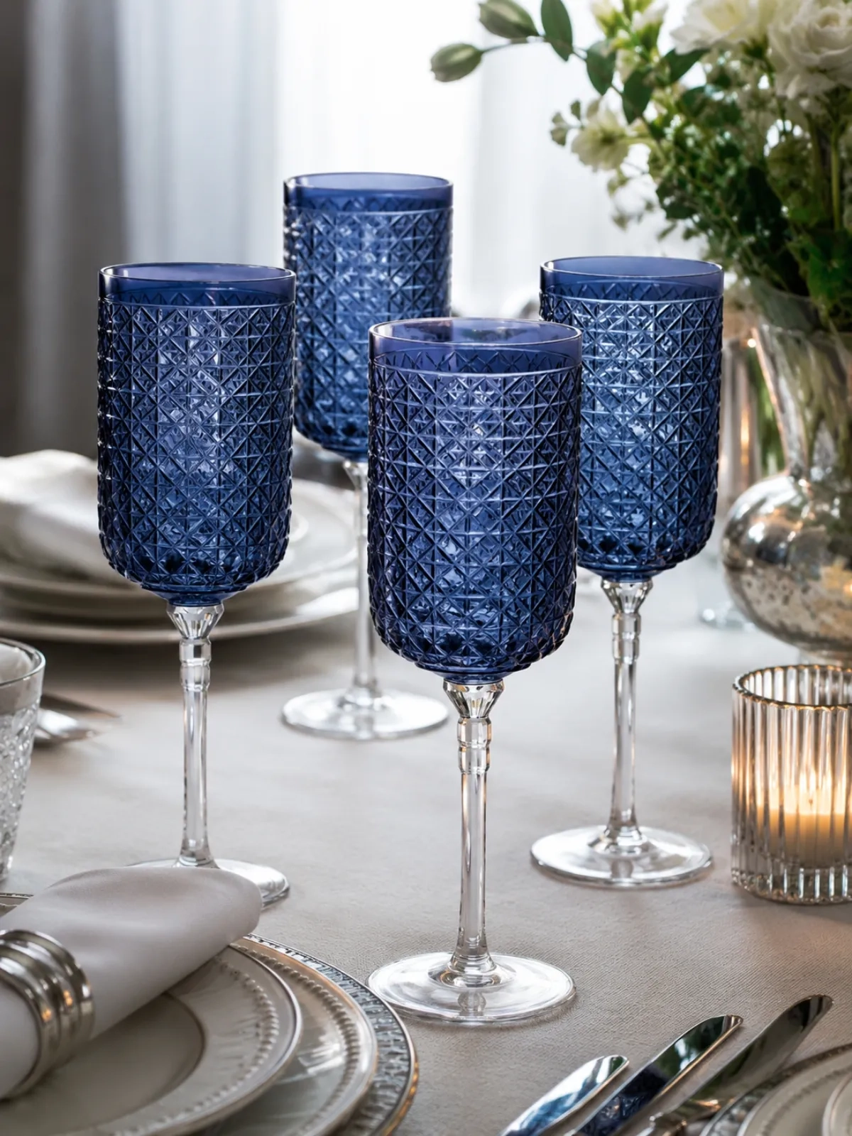 Taça de Cristal Simetria 400ml - Strauss Azul Boreal