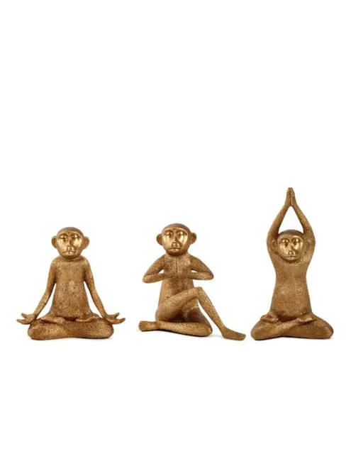 Kit Esculturas Decorativas Macacos em Polirresina 3 Peças