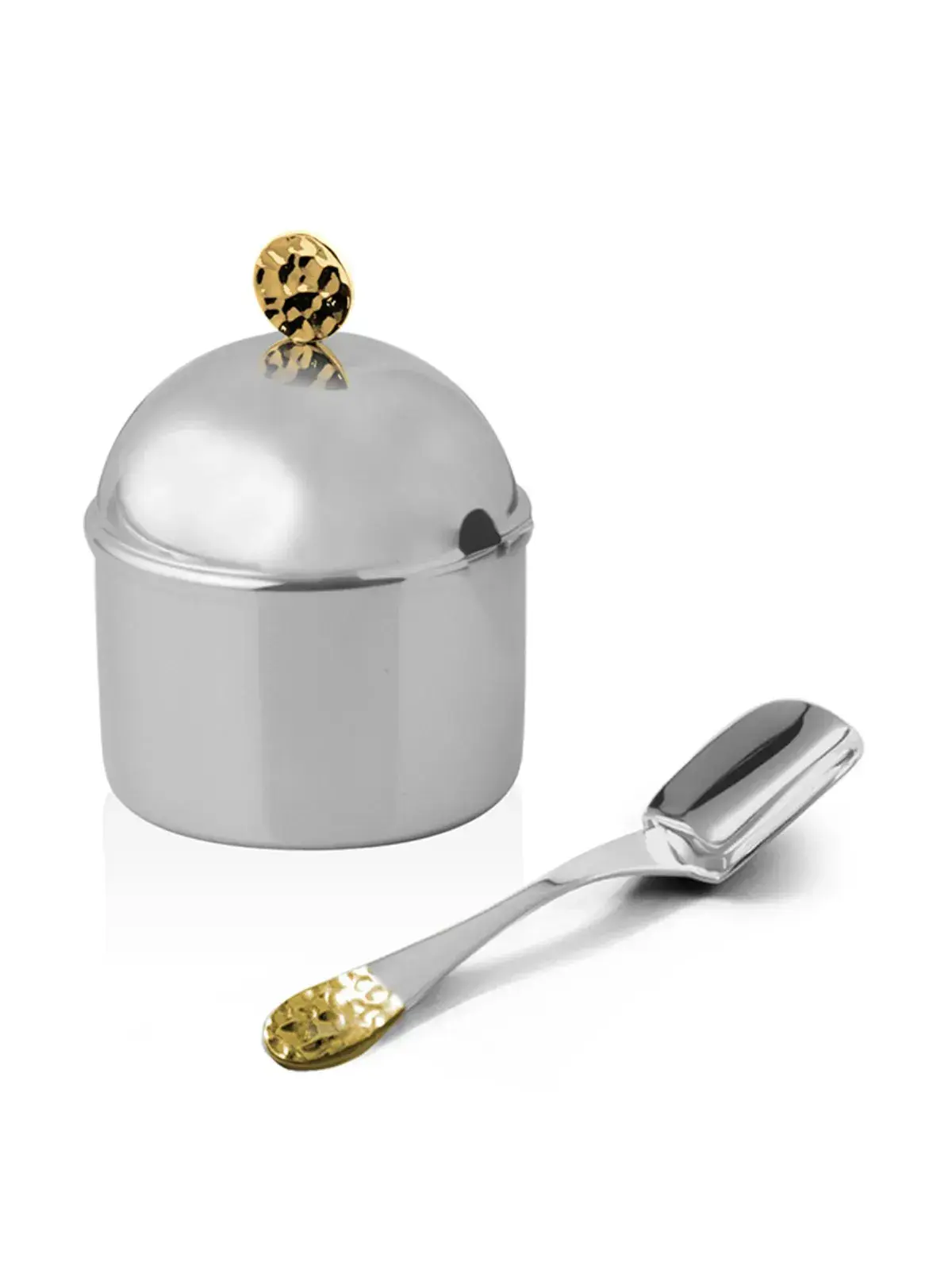 Açucareiro com Colher Ravena Nocc com Detalhes em Ouro 24k - Riva 