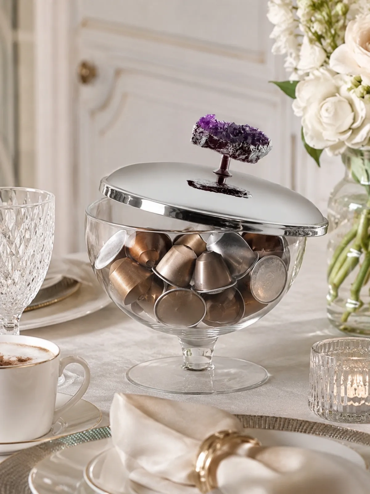 Compoteira Pedra Druza Inox - Riva 