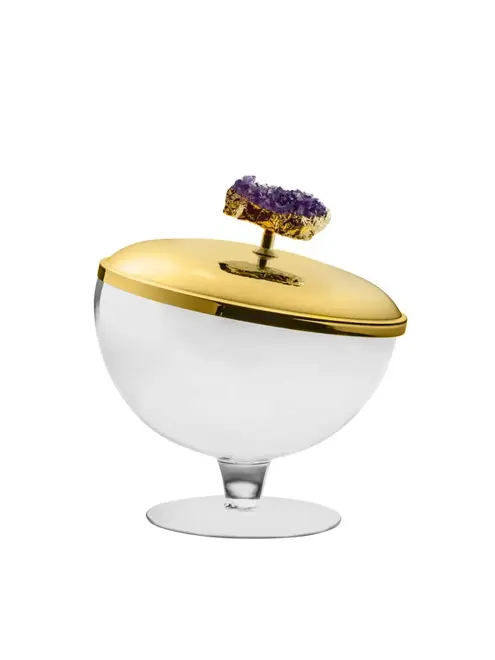 Compoteira Pedra Druza em Ouro 24k - Riva