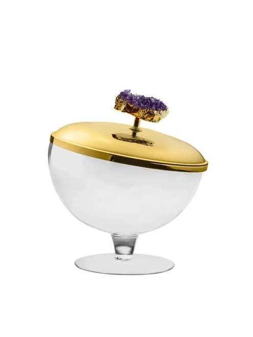 Compoteira Pedra Druza em Ouro 24k - Riva