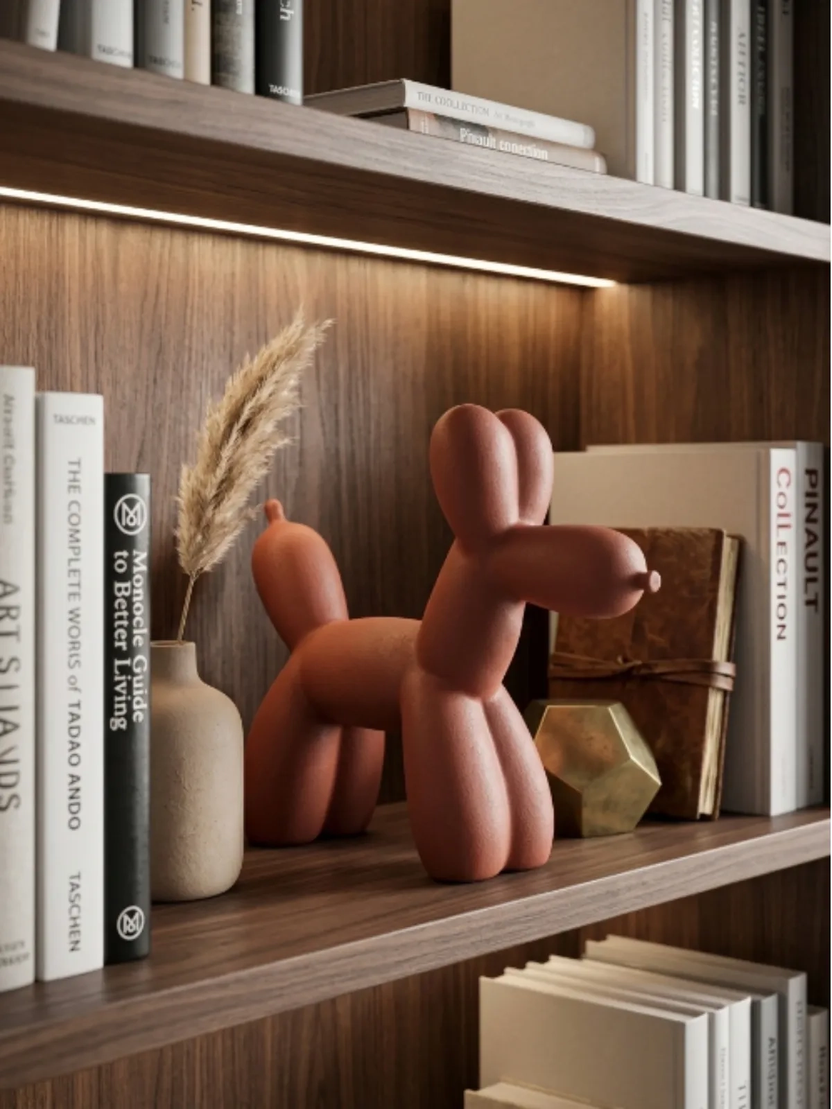Escultura Decorativa Cachorro Balão em Resina 24X ALT 21 Terracota