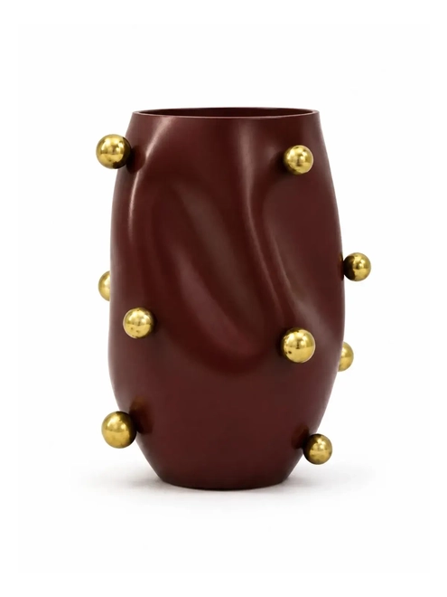 Vaso Orgânico Cereja com Esferas Douradas