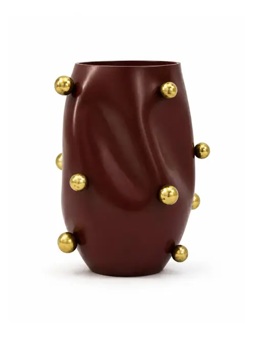 Vaso Orgânico com Esferas Douradas