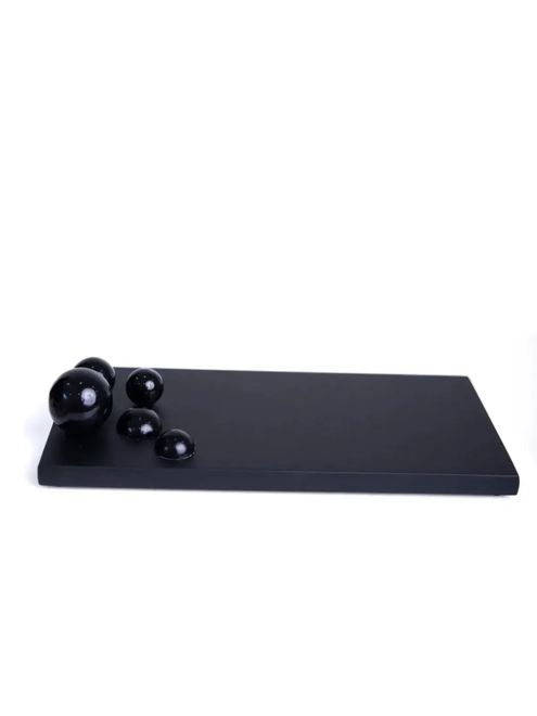 Bandeja em MDF Decorativa e Organizadora Esferas Negras Preto