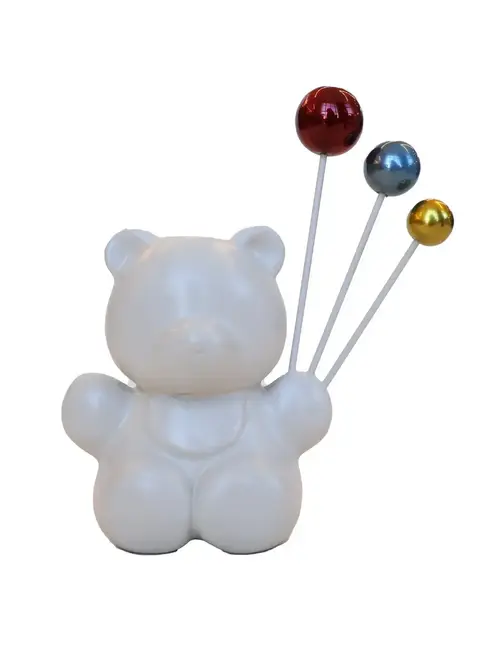 Escultura Decorativa Urso com Balões Coloridos