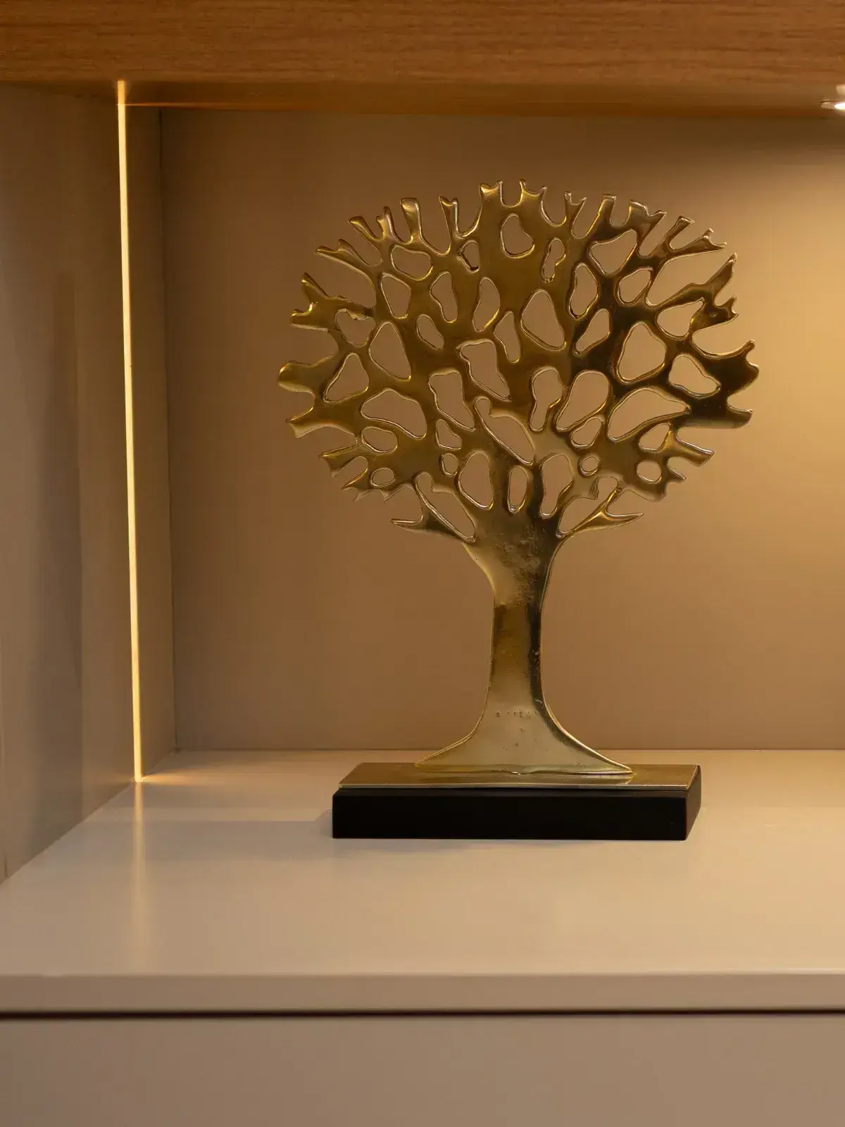 Escultura Decorativa Árvore de Outono Dourado