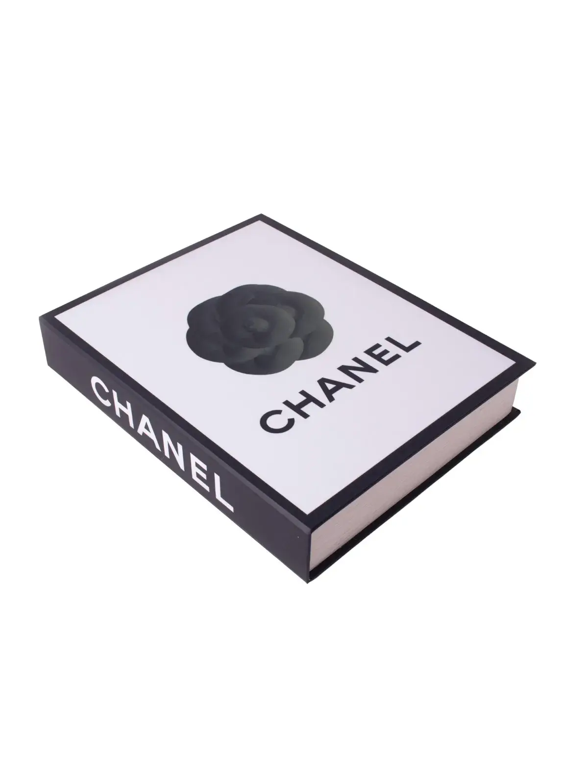 Livro Caixa Decorativo Flor Negra Médio Branco e Preto 