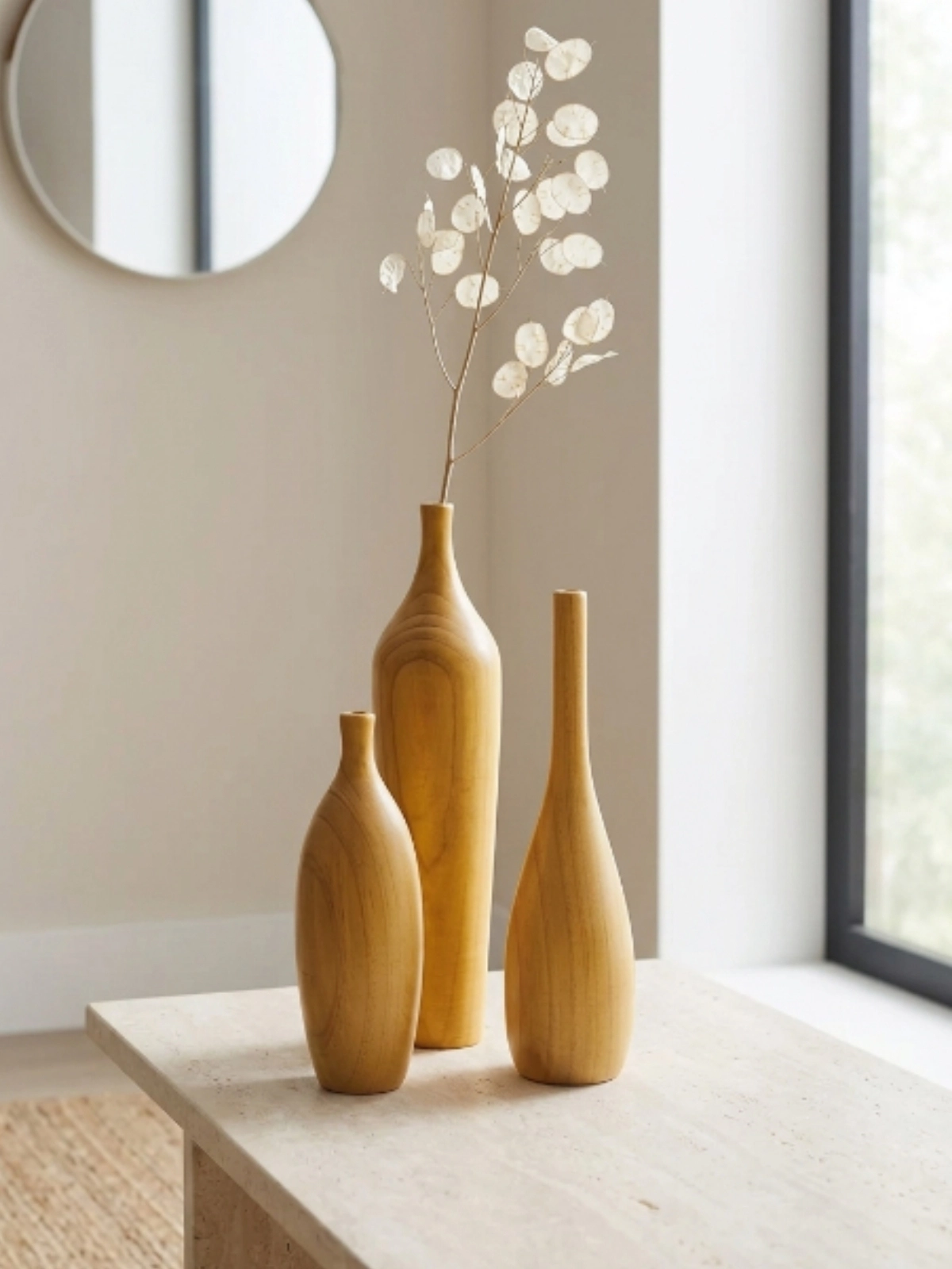 Kit Vaso Decorativo em Madeira 