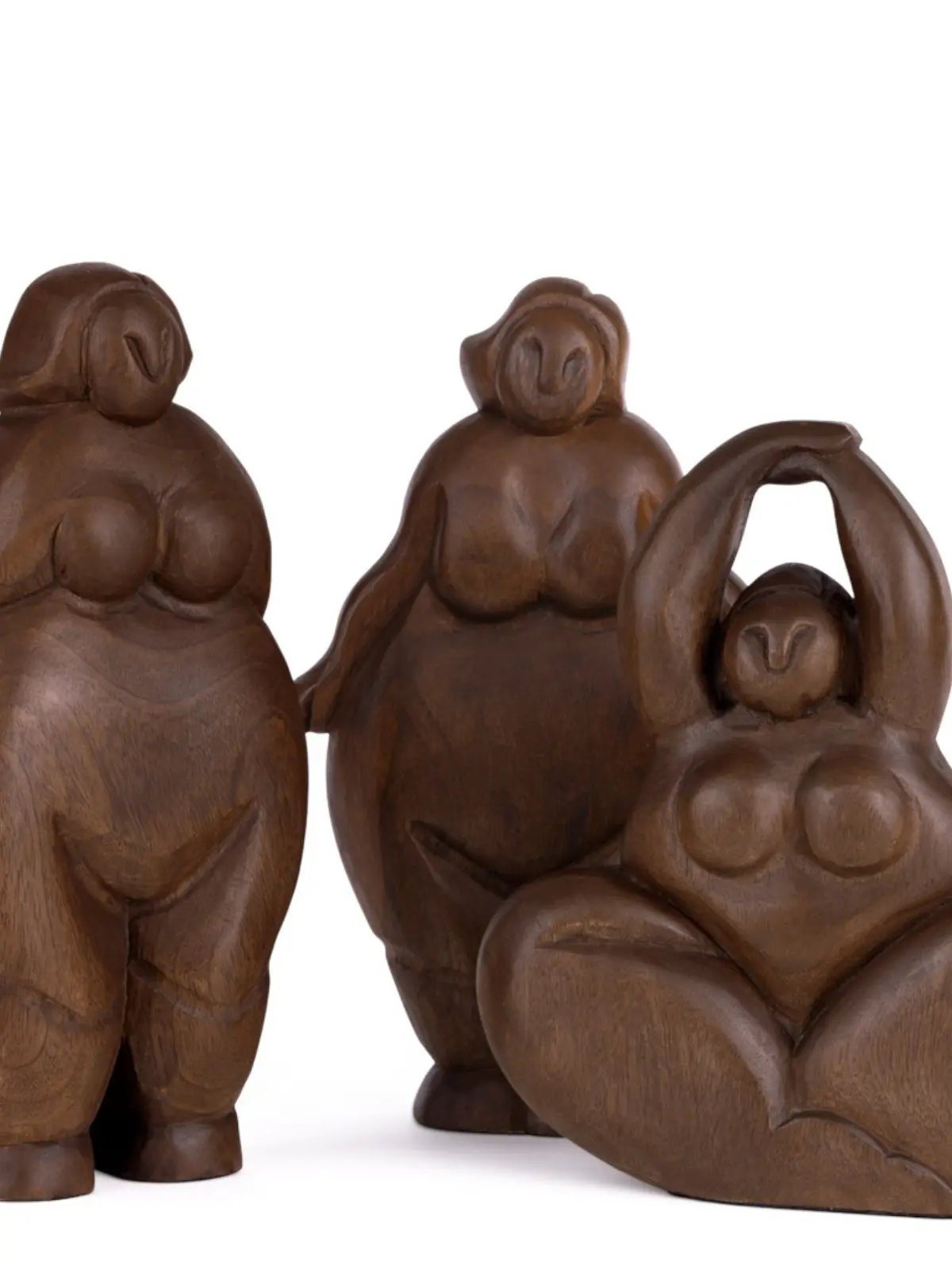 Escultura Mulher Yoga em Madeira 