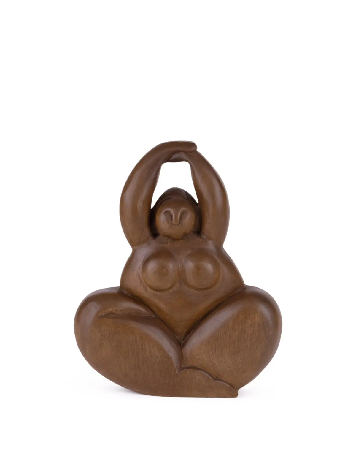 Escultura Mulher Yoga em Madeira 