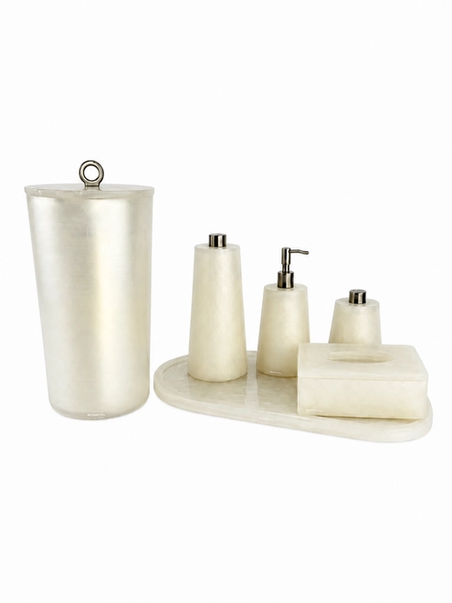 Conjunto Banheiro com Puxador Ello em Bronze Escovado Pérola Fosco - Resimetal