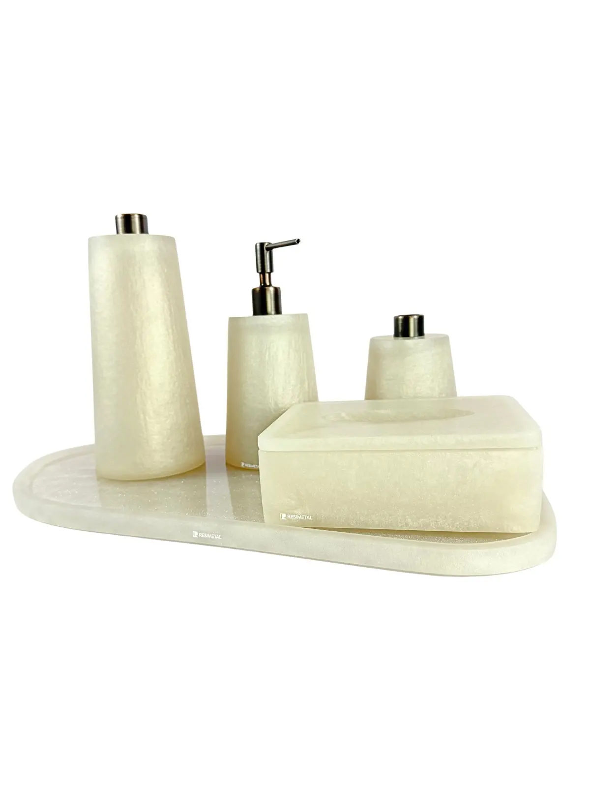 Conjunto Banheiro com Puxador Ello em Bronze Escovado Pérola Fosco - Resimetal 