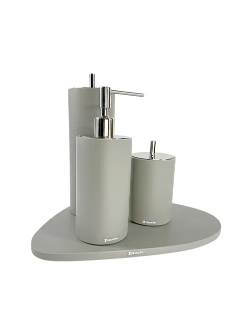 Conjunto Banheiro com Puxador Ponto em Cromado Cinza Claro Fosco - Resimetal