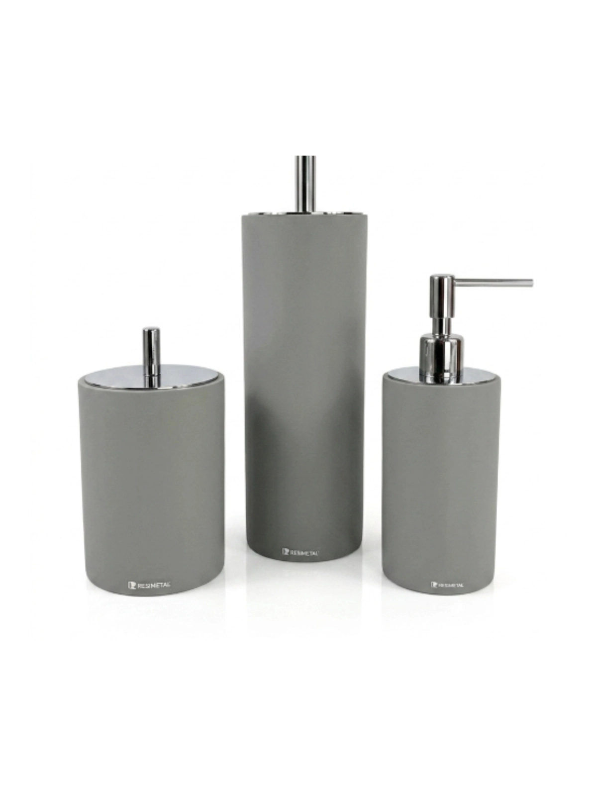 Conjunto Banheiro com Puxador Ponto em Cromado Cinza Claro Fosco - Resimetal 