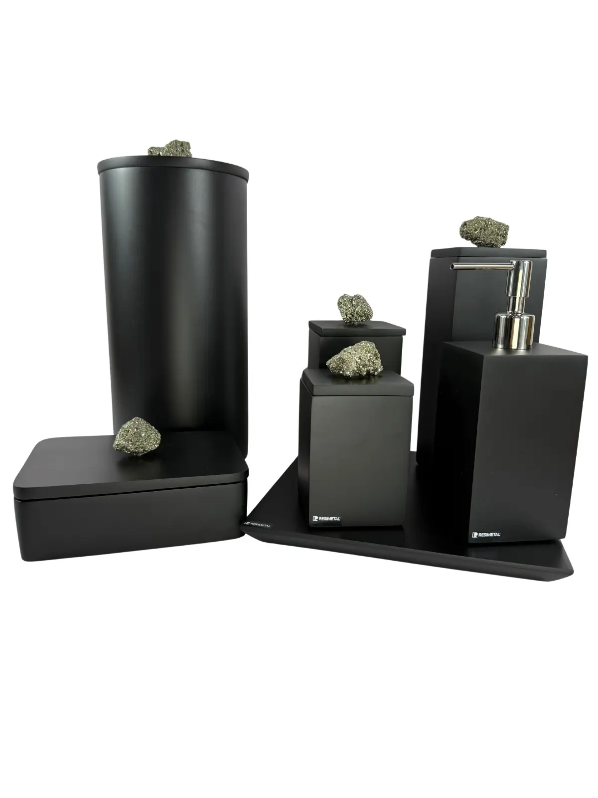 Conjunto de Banheiro com Puxador Pedra Pirita - Resimetal 