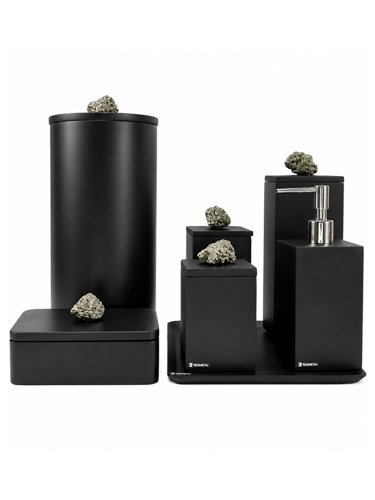 Conjunto de Banheiro com Puxador Pedra Pirita - Resimetal 
