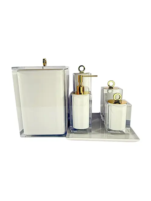 Conjunto de Banheiro com Puxador Ello em Gold Cristal/Linho - Resimetal