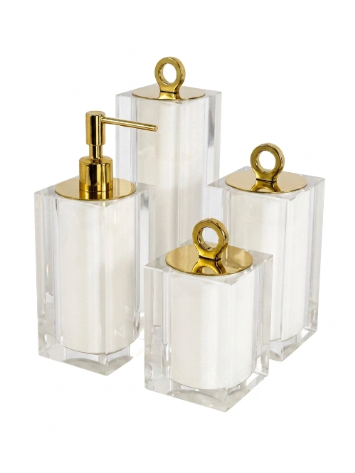 Conjunto de Banheiro com Puxador Ello em Gold Cristal/Linho - Resimetal 