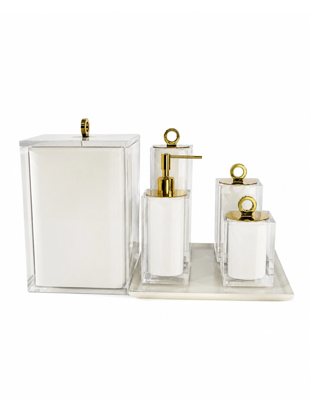 Conjunto de Banheiro com Puxador Ello em Gold Cristal/Linho - Resimetal 