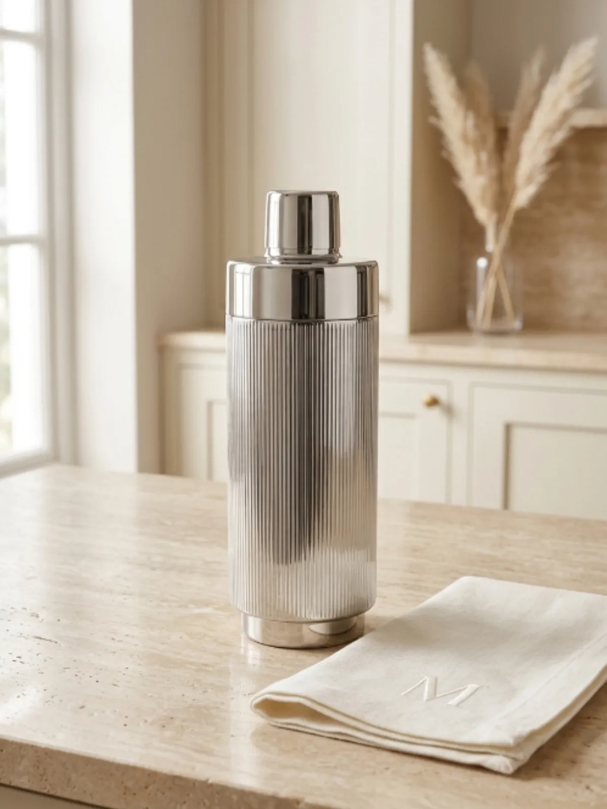 Coqueteleira Aço Inox Canelado Prata