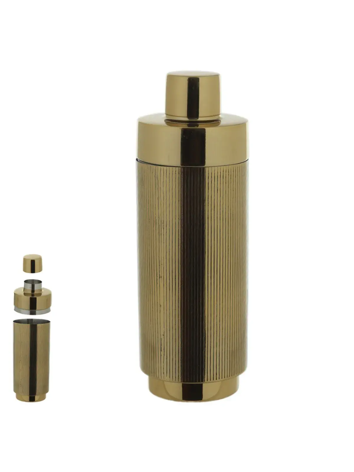 Coqueteleira Aço Inox Canelado Dourado