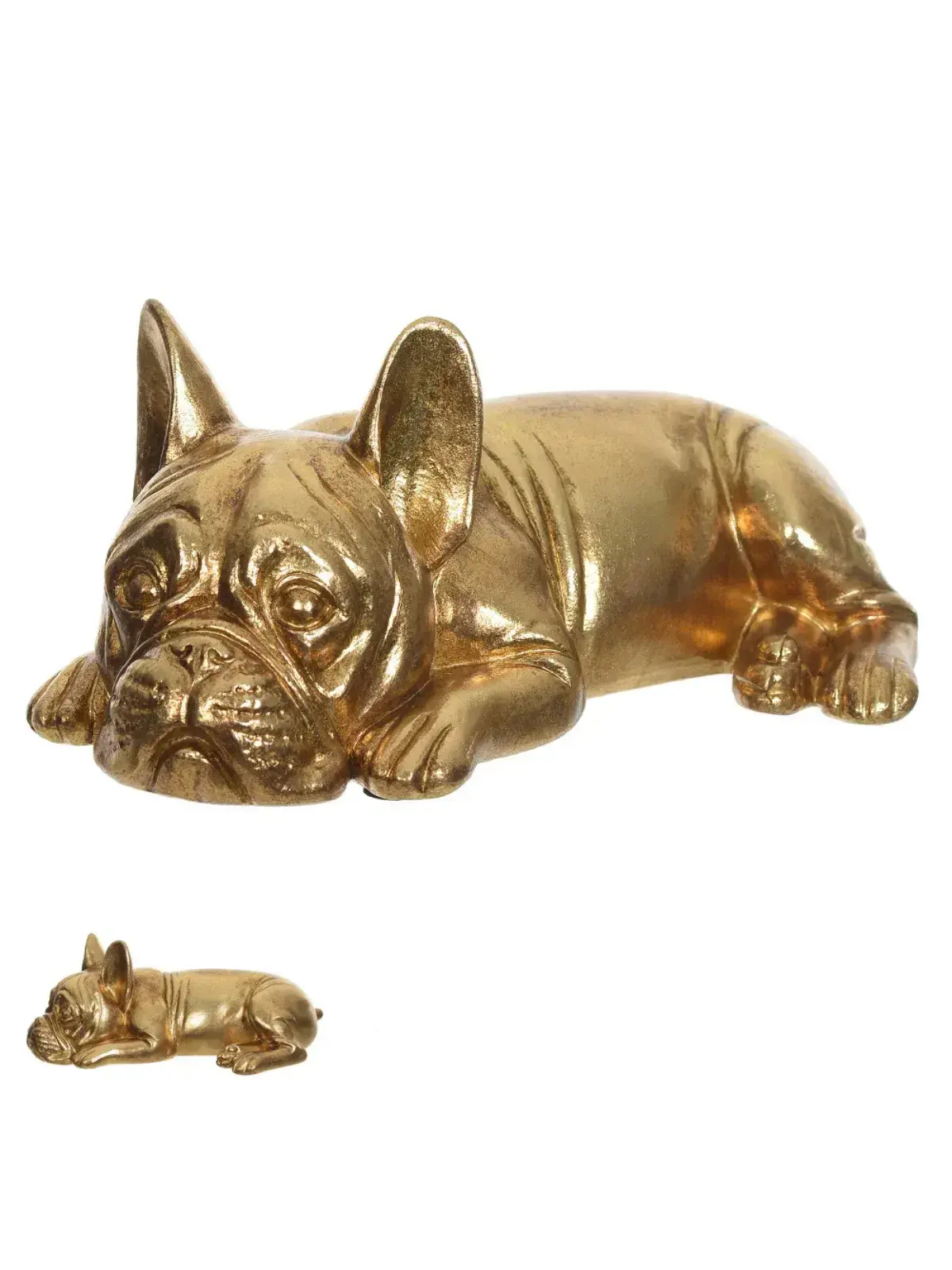 Escultura Decorativa Bulldog Francês em Poliresina Dourado